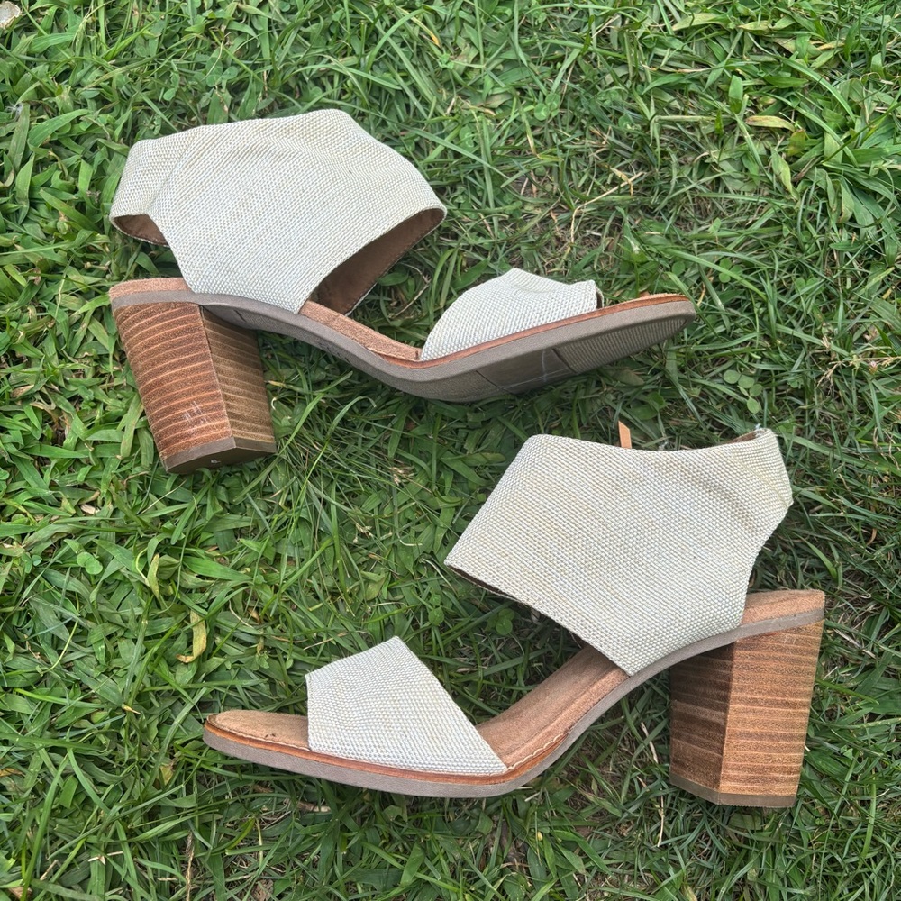 Toms Cream Block Heel Sandals